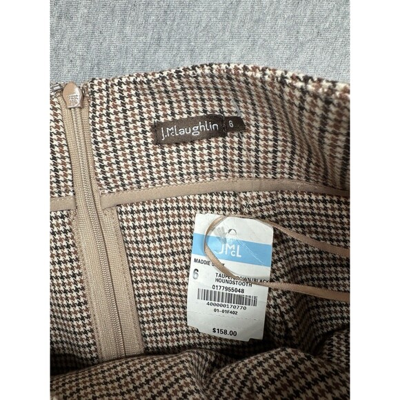 NEW J. McLaughlin Maddie Knit Pencil Skirt Brown Tones Plaid‎ Houndstooth 6 NWT - Picture 2 of 5